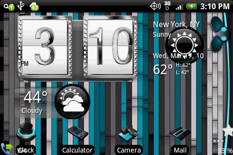 Silver glass clock Android Themes