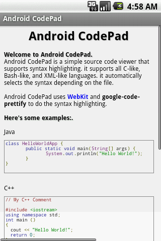 Android CodePad