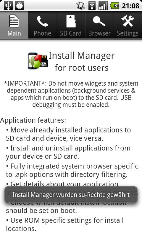 Choose Install Location LITE Android Tools