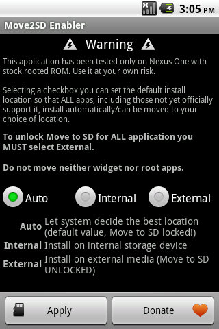 Move2SD Enabler (root only) Android Tools