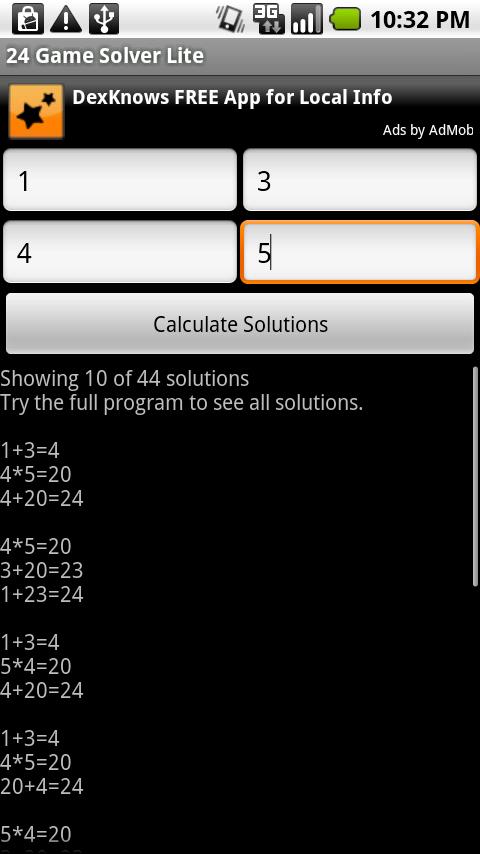 24 Game Solver Lite Android Tools