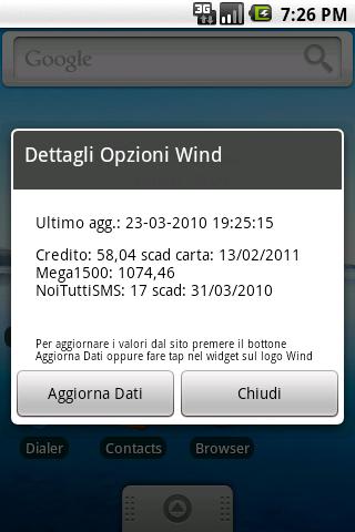 Widget Opzioni Wind Android Tools