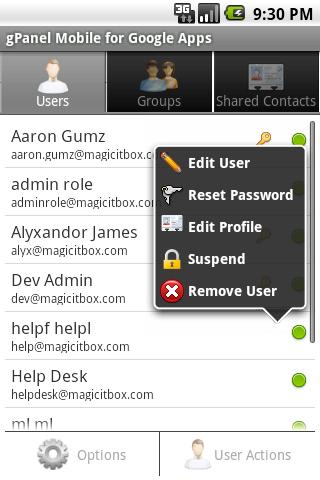 gPanel Mobile for Google Apps Android Tools