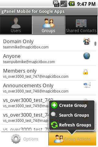 gPanel Mobile for Google Apps Android Tools