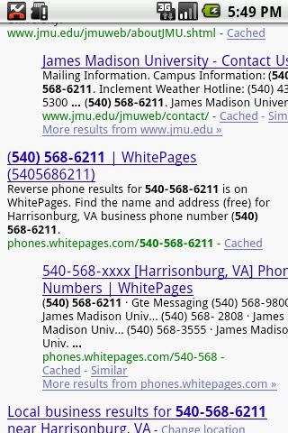 Unfamiliar Number Googler BETA Android Tools