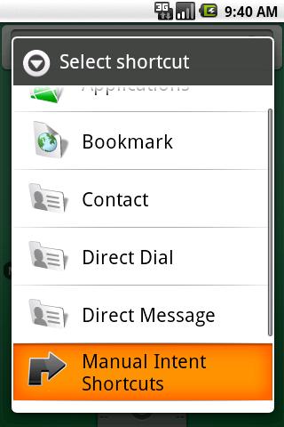 Manual Intent Shortcuts Android Tools