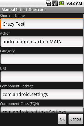 Manual Intent Shortcuts Android Tools