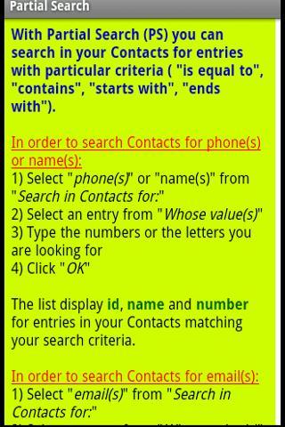 Partial Search Free Android Tools
