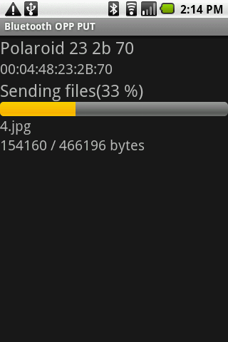 Bluetooth OPP PUT for 2.x Lite Android Tools
