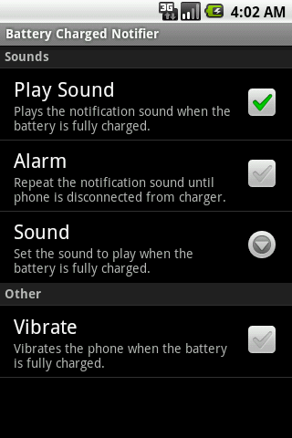 Battery Charged Notifier Android Tools