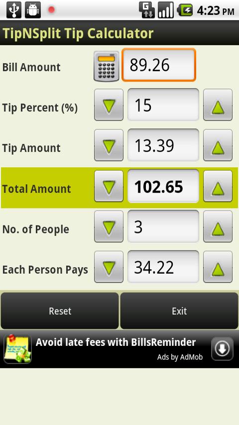 TipNSplit Tip Calculator Android Tools