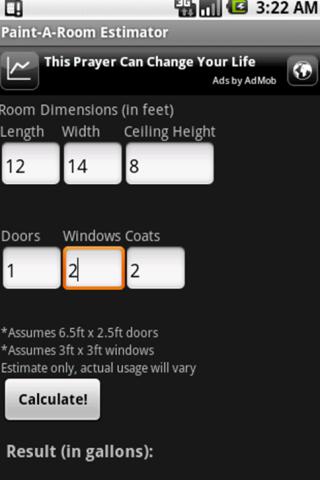 Paint-A-Room Estimator Android Tools