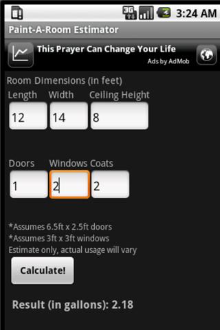 Paint-A-Room Estimator Android Tools