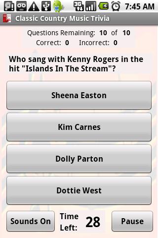 Classic Country Music Trivia Android Brain & Puzzle
