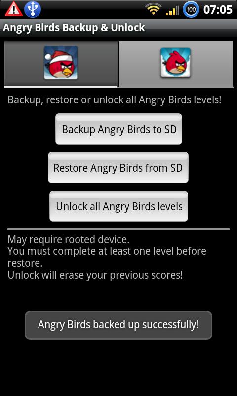 Angry Birds Backup & Unlock Android Arcade & Action