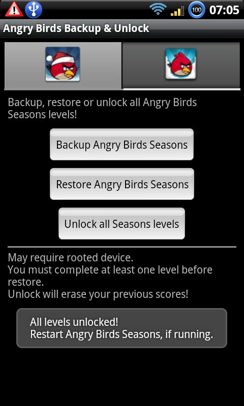 Angry Birds Backup & Unlock Android Arcade & Action