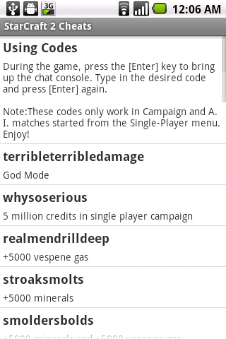 StarCraft 2 Cheats Android Arcade & Action