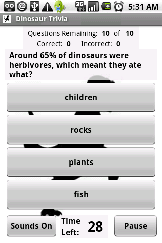 Dinosaur Trivia Quiz Android Brain & Puzzle