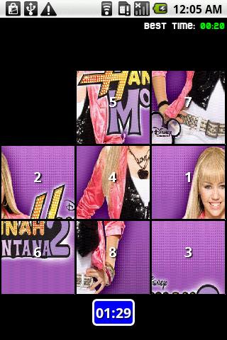 Hannah Montana Slide Puzzle Android Brain & Puzzle