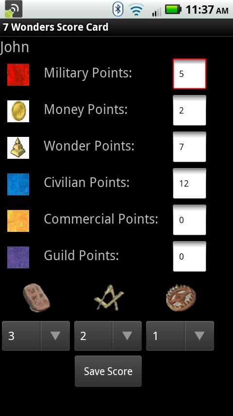 7 Wonders Score Card Android Casual