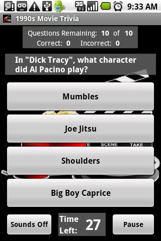 1990s Movie Trivia Android Brain & Puzzle