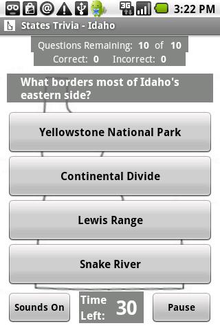 States Trivia – Idaho Android Brain & Puzzle