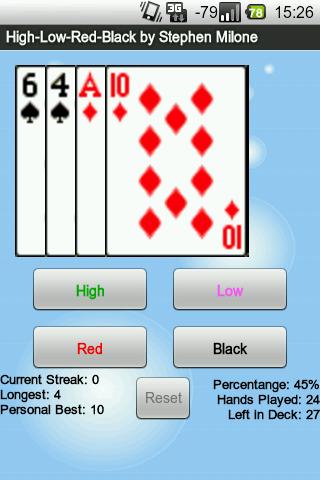 High Low Red Black Android Cards & Casino
