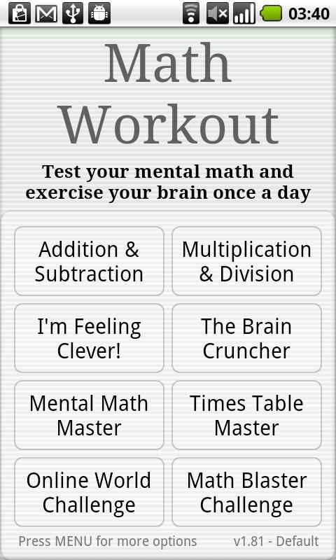 Math Workout Lite Android Brain & Puzzle