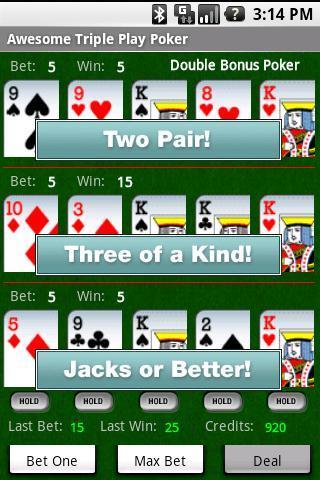 Awesome Triple Video Poker Pro Android Cards & Casino