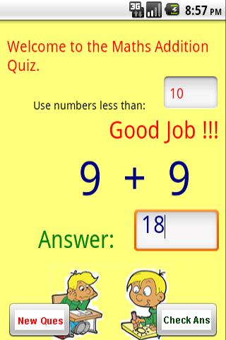 Maths  Addition Quiz