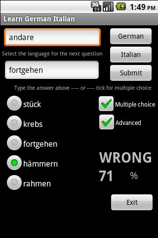 Learn German Italian Android Brain & Puzzle