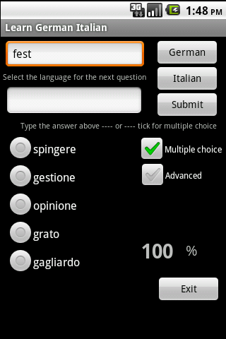 Learn German Italian Android Brain & Puzzle