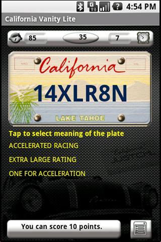 California Vanity Lite Android Brain & Puzzle