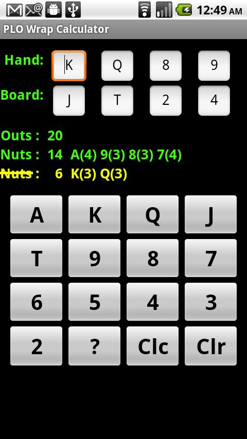 Omaha PLO Wrap Hand Calc Pro Android Cards & Casino