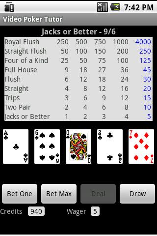 Video Poker Tutor Android Cards & Casino
