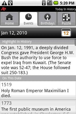 AP Today in History Android Brain & Puzzle