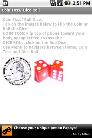 Coin Toss/ Dice Roll Android Casual