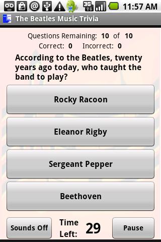 The Beatles Music Trivia Android Brain & Puzzle