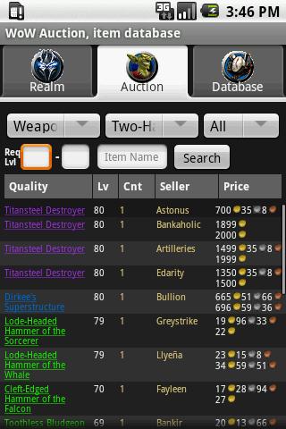 Wow Auction, item database Android Casual
