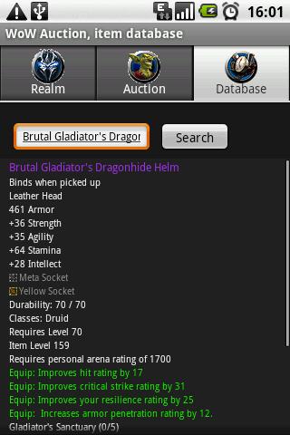 Wow Auction, item database Android Casual